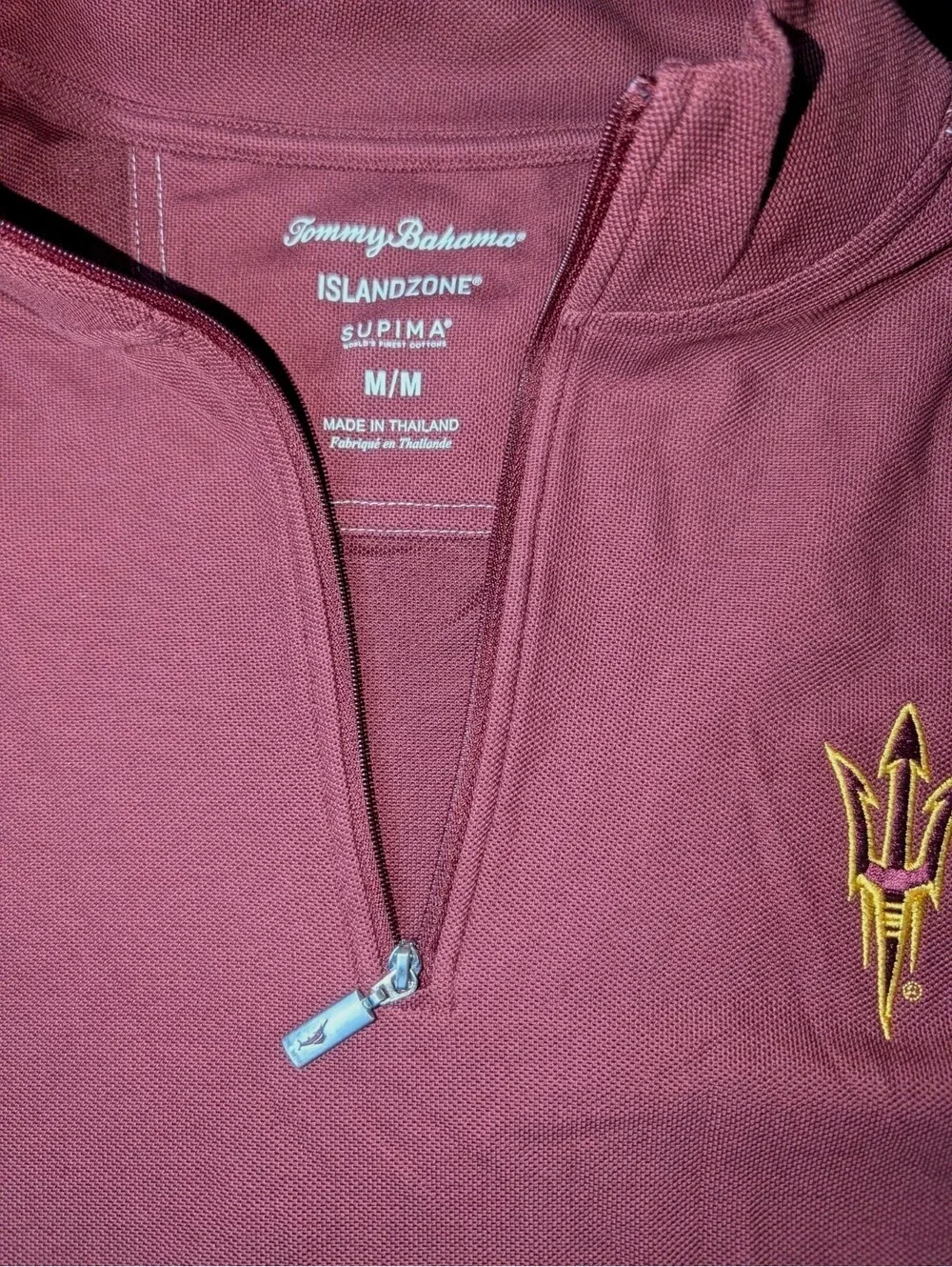tommy bahama island zone supima Quarter Zip Maroon Arizona State Sun Devils...
